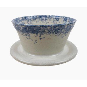 Miller Studio Art Pottery Blue Speckled Bowl Artesian Decor Spongeware Signed